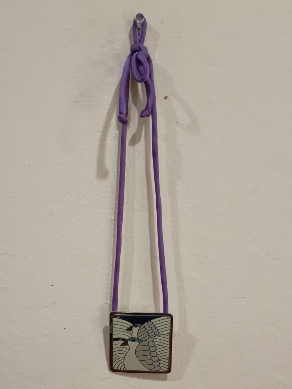 Laurel Burch Moon Doves Pendant With Purple Satin Cord - Vintage!